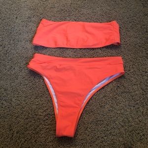 4 for 25!!! Neon Orange strapless bathing suit